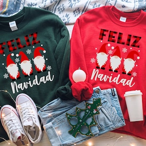 Feliz Navidad Sweatshirt, Christmas Gnome T-Shirt, Merry Christmas Shirt, Feliz Navidad Shirt, Christmas Ugly Sweater, Christmas Shirt