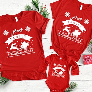 Customized Christmas Family Name Matching Shirt, Merry Christmas Shirt For Family, Family Coordinating Tops, Personalized Pajama Top
