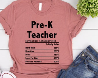 Pre K Teacher Shirt, Teacher Shirt, New Teacher, Teacher Gift, Teacher Graduate Gift, Teacher Appreciation, Pre K Shirt, Teacher Nutrition