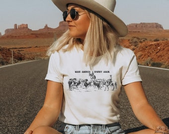 Make America Cowboy Again Sweatshirt, Cowboy Shirt, Western Shirt, 4th Of July Shirt, Western Shirt, Patriotic Shirt, American Shirt