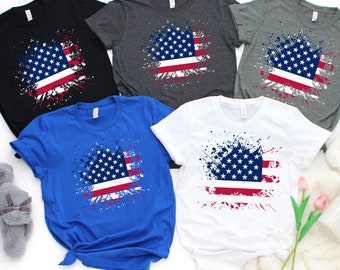 USA Flag Splash Shirt, USA Flag Shirts. 4th of july shirts, Independence Day Shirts, 4th Of July For Men, 4th Of July For Women Shirt