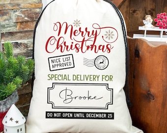 Bolsa de Papá Noel gigante personalizada, saco de Papá Noel extragrande, bolsa de Navidad personalizada, bolsa para regalo, regalo de Navidad, saco de Papá Noel personalizado, bolsa tipo saco