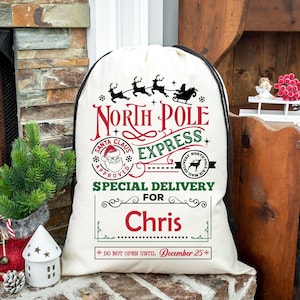 Personalized Christmas Bag, Christmas Gift, Santa Bag, Oversized Santa Sack, Christmas Bag, Bag For Presents, Custom Santa Sack