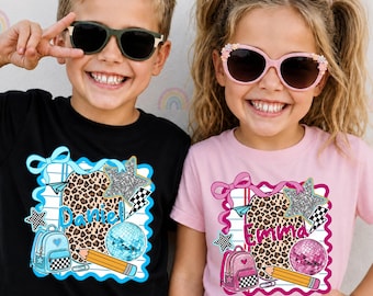 Custom Back To School Shirt, Custom Name Youth Shirt, Back To School Tee, Coquette Bow Pencil Backpack Shirt, Custom Name School Shirt