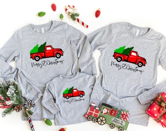 red truck family pajamas