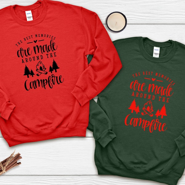 The Best Memories are made Around The Campfire, Camping Shirt, Campfire Shirt, Christmas Shirt For Family, Christmas Sweatshirt
