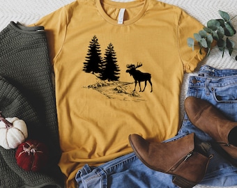 Mountain Shirt, Mountain Silhouette Shirt, Camp Outdoors Nature Campers T-Shirt Tent Forest Camper Nature Lovers Gift Shirt for Men - Women