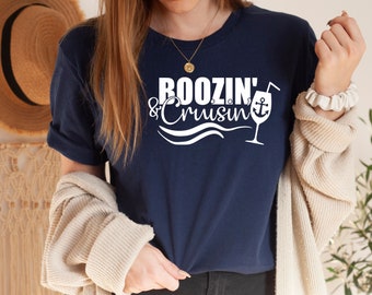 Boozin Cruise Family Matching Shirt, Funny Cruise Shirt For Women, Cruise Tank Tops,Girls Trip Shirt,Family Cruise Shirt,Cruise Drinking Tee