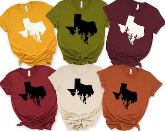 Texas Cactus Shirt,Texas Shirt, Texas Map Silhouette Shirt, Texans Gift, Texas Home Shirt