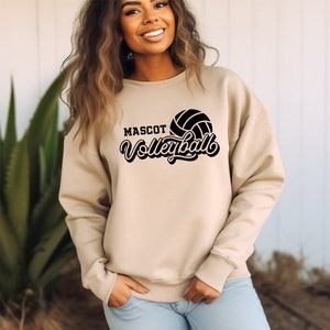 Mascot Volleyball Sweatshirt, Mascot Shirt, Volleyball Shirt, Volleyball Mom Shirt, Volleyball Team Shirt, Custom Volleyball Shirt