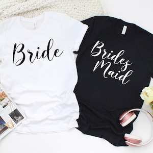Bride and Bridemaids, Couple Shirts, Honeymoon Shirts, Matching Tshirts, Wife and Husband Shirts, Bride and Groom Shirts