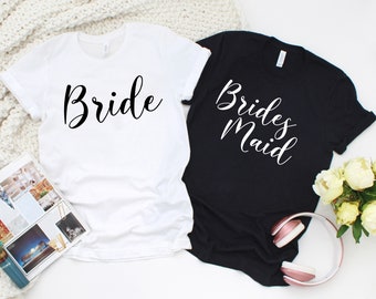 Mariés et demoiselles d'honneur, chemises couple, chemises lune de miel, t-shirts assortis, chemises femme et mari, chemises jeunes mariés