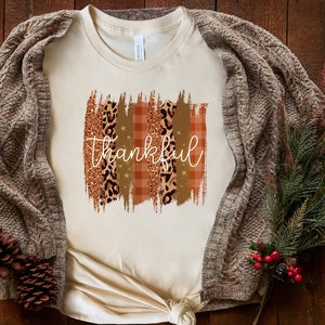 Thanksgiving Shirt, Leopard Shirt Womens Thankful Shirt, Fall shirt, Cute Fall, Thankful Blessed