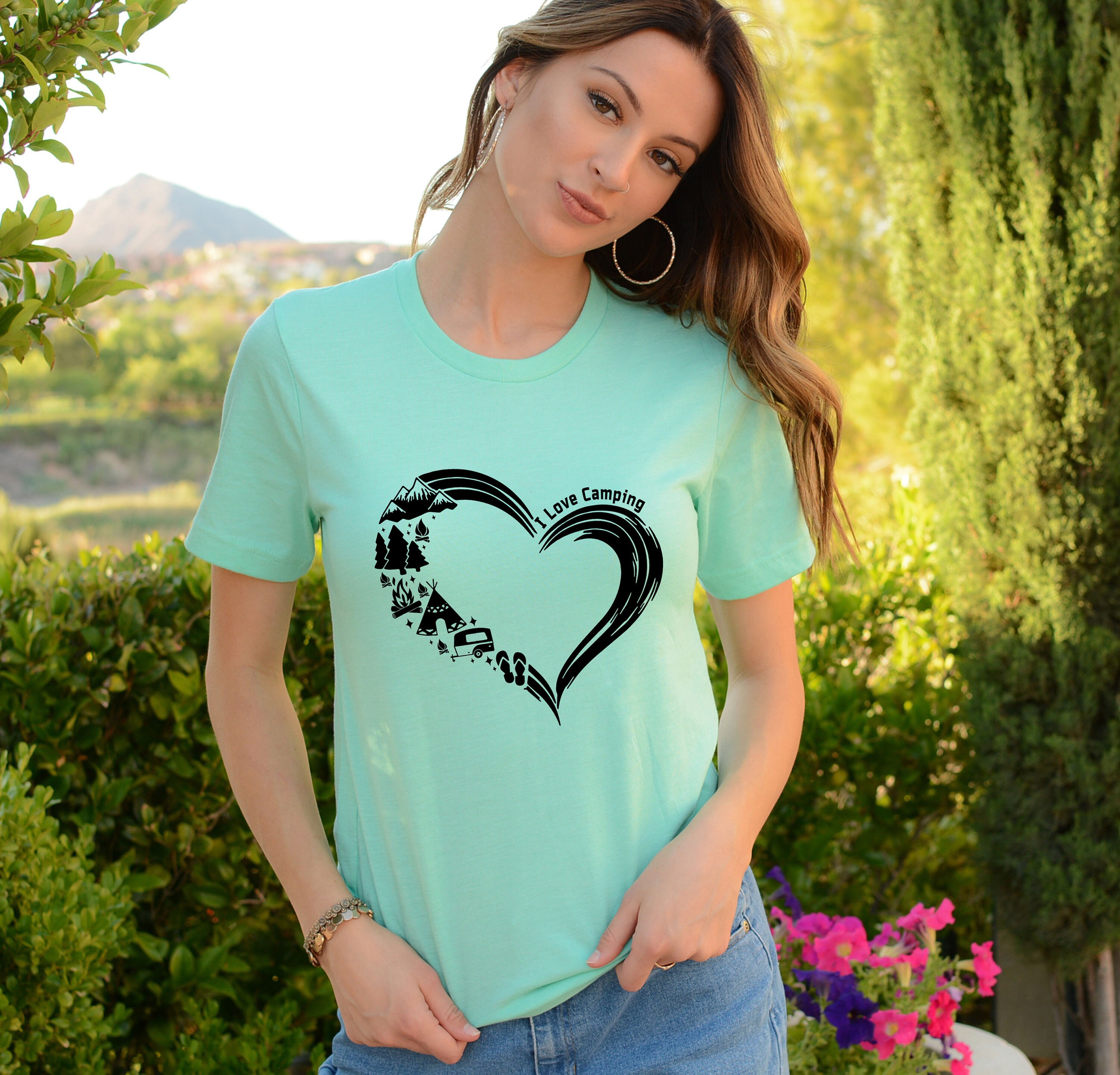 Camping Shirt Love Camping Heart Camp Outdoors Nature Campers - Etsy