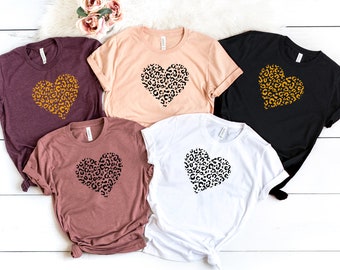 Leopard Love Heart Shirt, Love Shirt, Love T-Shirt, Valentines Day Shirt, Couple Matching Shirt, Gift For Wife, Mother's Day Shirt