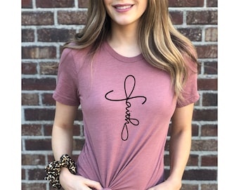 Faith T-shirt, Jesus, Christian Shirt, Faith Shirt, Vertical Cross, Cross, Faith Cross, Religious Shirt, Church, Disciple, Love,Grace, Faith