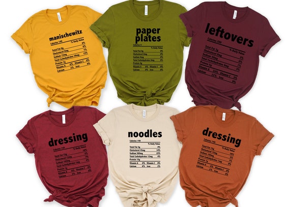 Thanksgiving Paper Plates Nutritional Facts T-Shirt Thanksgiving Paper Plates Nutritional Facts T-Shirt