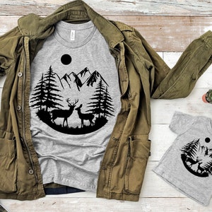 Deer Scene Shirt, Elk Mountain Shirt, Camping Shirt, Deer Shirt, Rocky Mountain Elk Shirt, Mountain Shirt, Hunting Shirt, Hiking Shirt