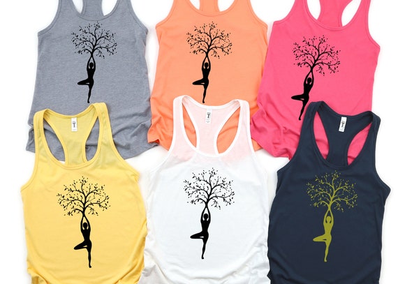 Yoga Tree Shirts Yoga Tank Tops for Women Yoga Exercise Shirts Yoga Tree  Pose Racerback Tank Top Graphic Yoga Tanks 