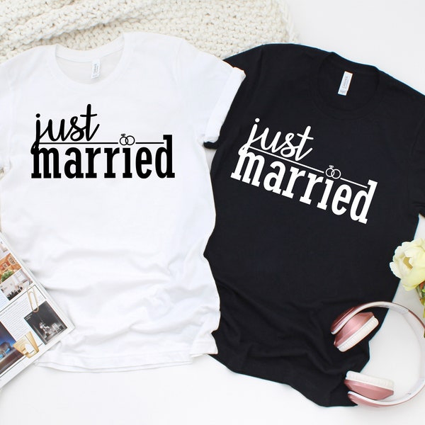 Just Married, Wife and Husband, Couple Shirts, Honeymoon Shirts, Matching Tshirts, Wife and Husband Shirts, Bride and Groom Shirts