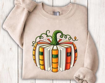 Pumpkin Fall Book Halloween Shirt, Fall Bookish Shirt, Pumpkin Book Shirt, Spooky Fall Shirt,Cozy Autumn Bookish Tee,Reader Gift,
