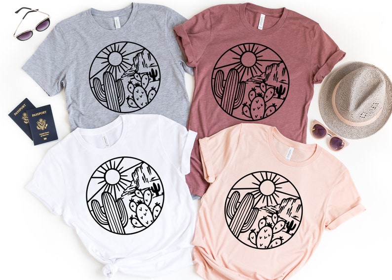 Desert Shirt, Cactus Plants, Cactus Shirt, Adventure Shirt, Arizona Shirt, Cactus Scene Shirt, Women Shirt image 3
