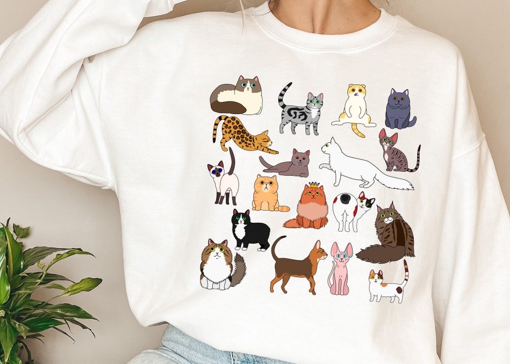 Doodle Cat Theme Shirt, Cottagecore Shirt, Cat Shirt, Cat Lover Shirt, Aesthetic Shirt, Teacher Shirt, Birthday Shirt Teeshop24H