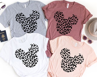 Family Matching Shirt, Vacation Matching Shirt, Leopard Printed Ear Shirt, Cheetah Printed  Shirt, Cruise Matching Shirt, Mouse Ear Shirt