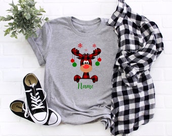 Maglietta Natalizia Donna Con Renna - Maniche Corte, Scritta Merry Christmas, Casual, Girocollo, Stampa Grafica