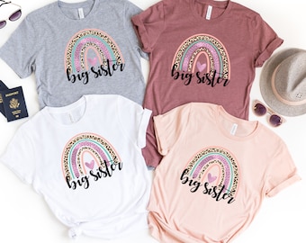 Big Sister Rainbow Heart, Big Sister Little Shirt, Valentines Day Shirt, Mother&#39;s Day Gift, Mother&#39;s shirt