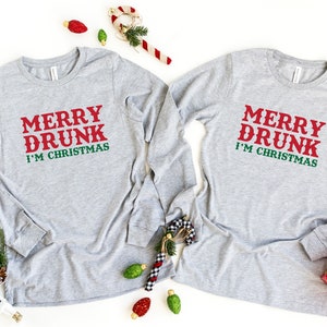 Custom Pajama Top For Christmas, Merry And Drunk I&#39;m Christmas Shirt, Christmas Family Matching Shirt, Christmas Family Matching Pajama Top