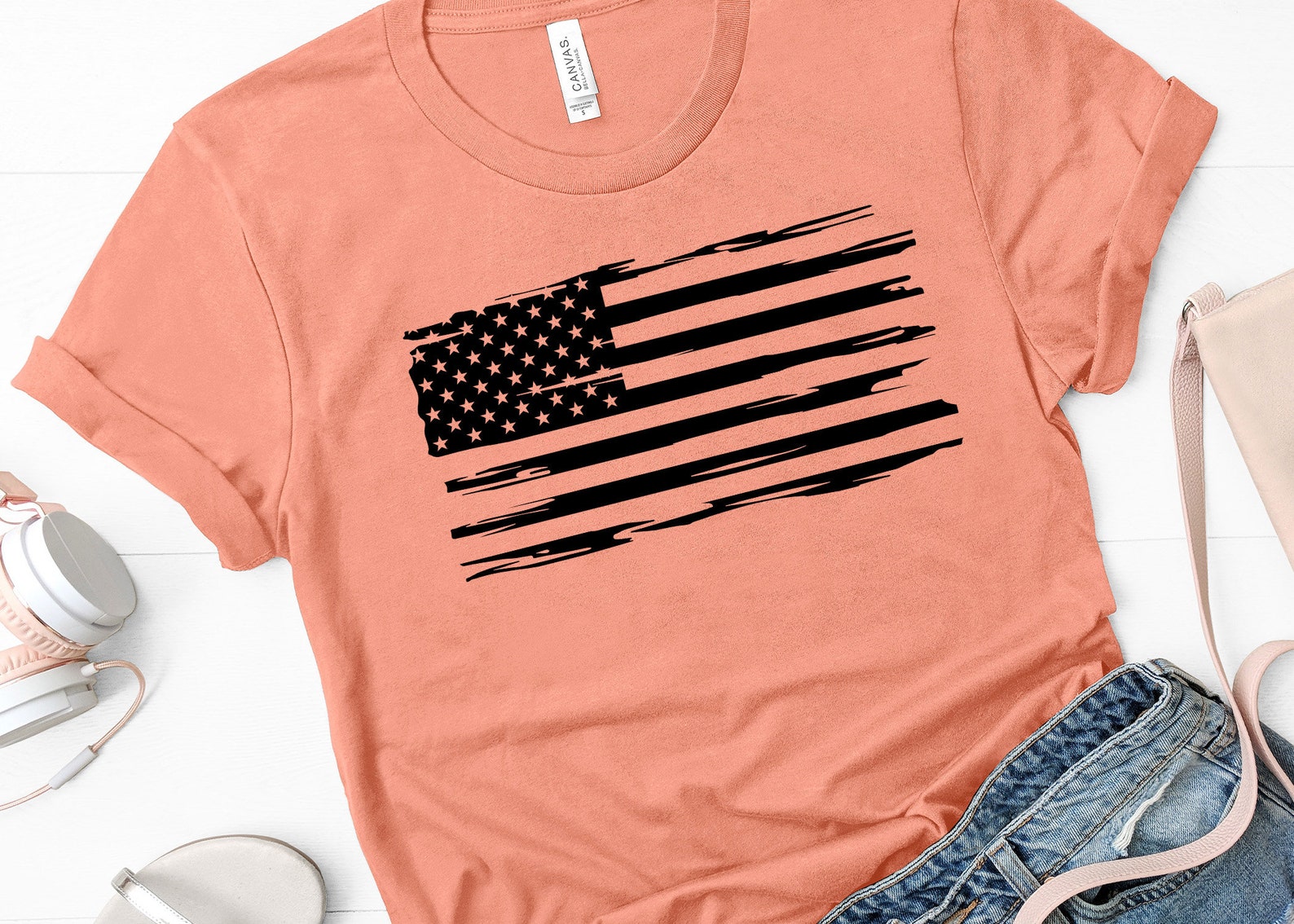 American Flag Shirt Vintage Graphic Tee Gray T-shirts - Etsy