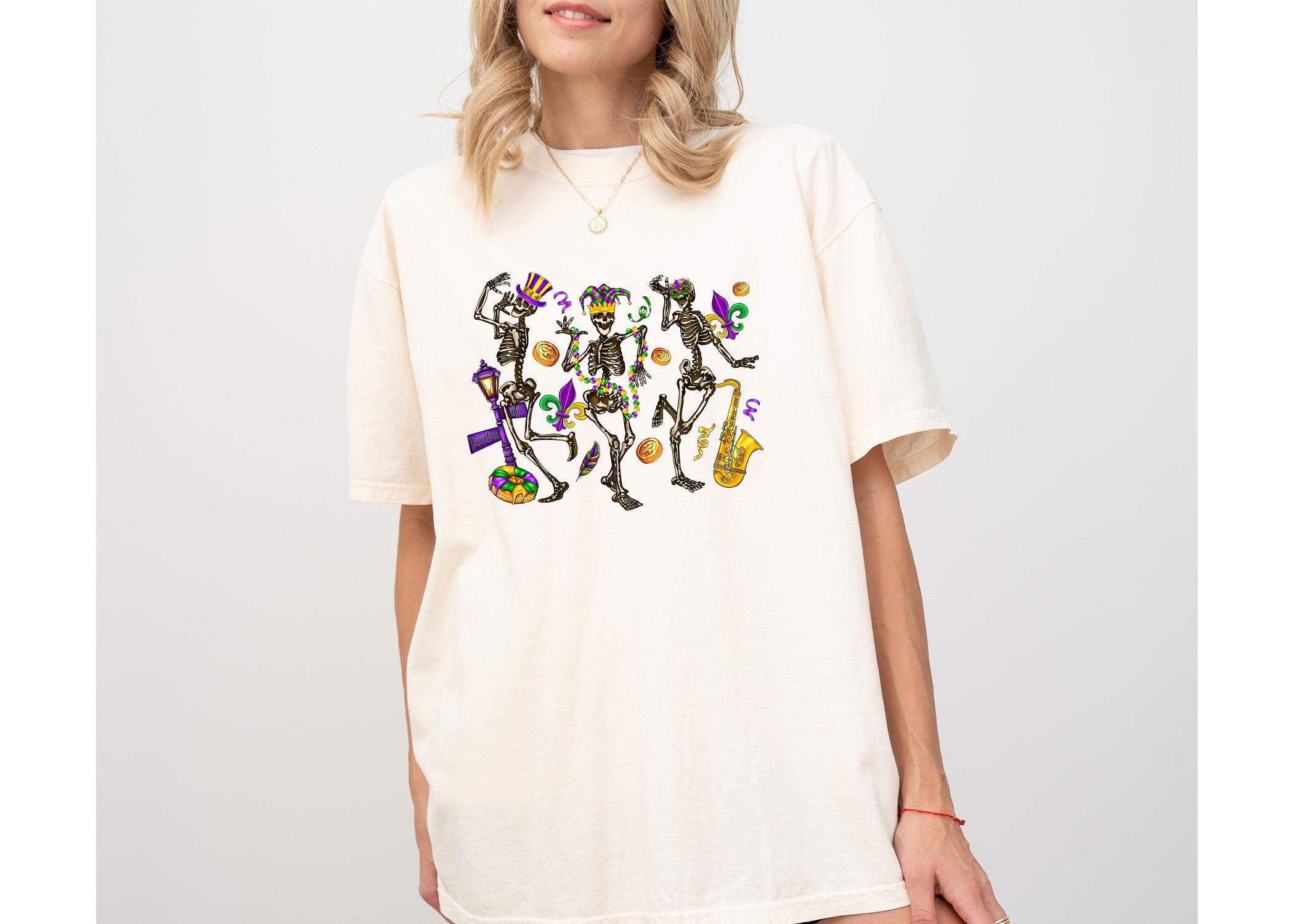 Comfort Colors Mardi Gras Shirt, Mardi Gras Shirt, Fat Tuesday Shirt, Tanzendes Skelett Shirt, Louisiana Shirt, Mardi Gras Party Carnaval T-Shirt