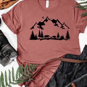 Mountain Shirt, Mountain Silhouette Shirt, Camp Outdoors Nature Campers ...