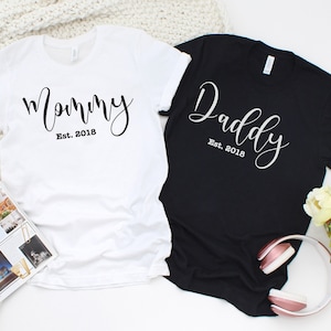Mommy and Daddy EST Shirt, Couple Shirts, Couple Matching T-shirt, Wife and Husband Shirts, Mom and Dad Matching Shirts