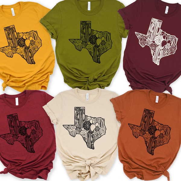 Texas Cactus Shirt,Texas Shirt, Texas Map Silhouette Shirt, Texans Gift