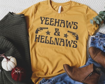 Chemise Yeehaws Hellnaws, chemise de cow-boy, chemise Yellowstone, chemise western, chemise country, chemise Texas, t-shirt Beth Dutton, ranch Dutton