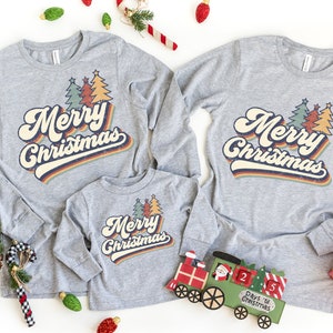 Retro Christmas Tree Family Pajama Top, Christmas Tree Shirt, Christmas Sweatshirt, Christmas Matching Shirts For Family, Holiday Family Tee