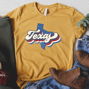 Retro Texas Shirt, Texas Shirt, Texas Karte Silhouette Shirt, Texans Geschenk, Retro Shirt