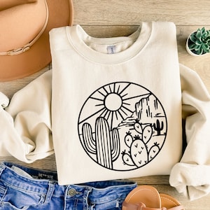 Desert Shirt, Cactus Plants, Cactus Shirt, Adventure Shirt, Arizona Shirt, Cactus Scene Shirt, Women Shirt image 2