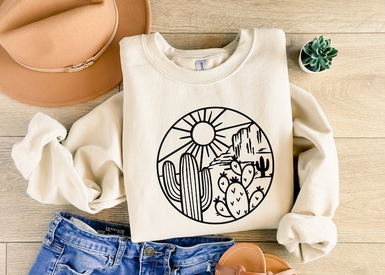 Desert Shirt, Cactus Plants, Cactus Shirt, Adventure Shirt, Arizona Shirt, Cactus Scene Shirt, Women Shirt image 2