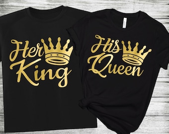 Her King and His Queen Shirt Matching Love Couples T Shirts