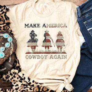 Make America Cowboy Again, camisa de vaquero, camisa del 4 de julio, camisa del oeste, camisa patriótica, camisa estadounidense