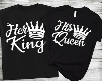 Couple Partenaire King & Queen T-Shirt Homme Femme Shirt Imprimé