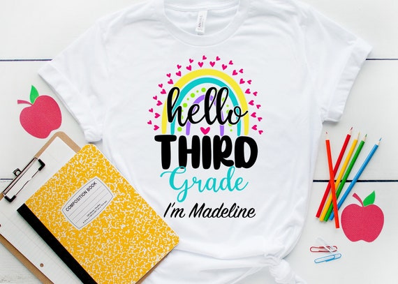Hello Third Grade Shirt, 3rd Grade Shirt, Back To School Shirt, First day Of School Shirt, Hello Kindergarten Teacher, Teacher Shirt DTG