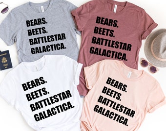 Maglietta Bears Beets Battle Star Galactica, Maglietta da ufficio, Maglietta divertente, Maglietta, Maglietta da ufficio divertente, Maglietta Tumblr