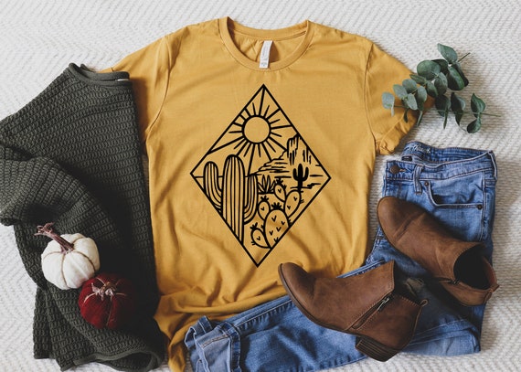 Desert Shirt, Cactus Plants, T-Shirt For Women, Cactus Shirt, Desert Adventure Shirt, Arizona Shirt, Cute Cactus Shirt, Cactus Scene Shirt