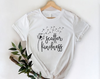 Maglietta Scatter Kindness, Maglietta a maniche lunghe con tarassaco, Maglietta Be Kind, Maglietta Be Happy, Maglietta Kindness Matters, Maglietta con tarassaco, Maglietta Cute Kindness