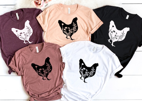 Floral Chicken Shirt, Hen Shirt, Farm Shirt, Chicken Lover Shirt, Women's Chicken Shirt, Farm Tees, Chicken Whisperer, Farm Girl Shirt