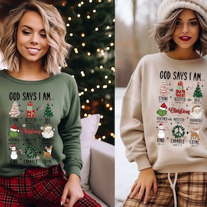 God Says I'am Christmas Matching Pajama Top, Christmas Sweaters, Christmas Sweatshirt, Family Christmas Matching Shirt,Christmas Jesus Shirt